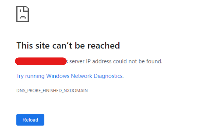 DNS_PROBE_FINISHED_NXDOMAIN