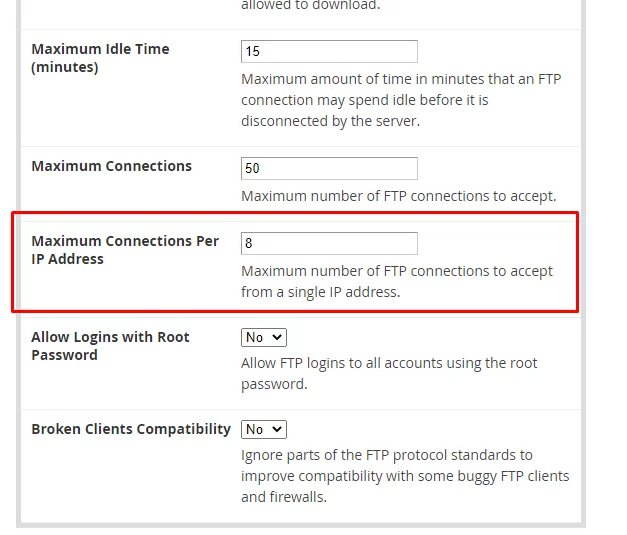 FTP Error 421 - max connections