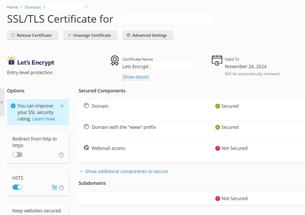 Free SSL TLS certificate