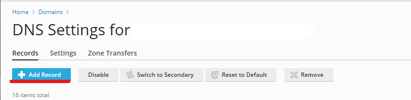 add record in plesk control panel